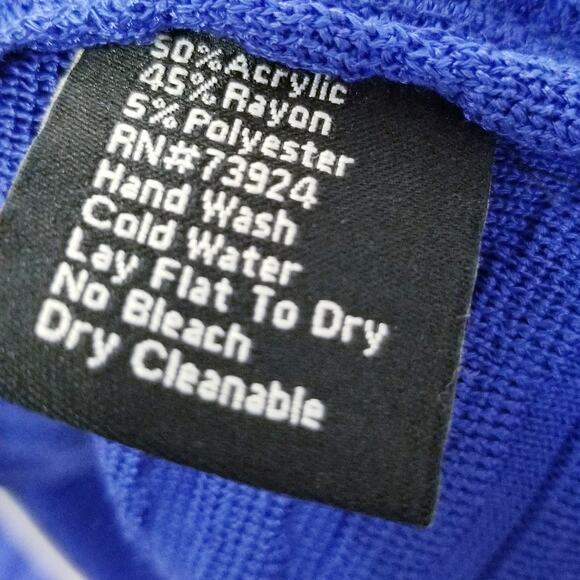 Misook Knit Jacket Cobalt Blue White Contrast Trim Pockets Size XL - Picture 9 of 9